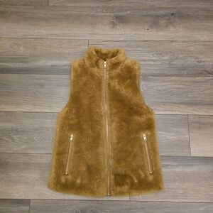 J.CREW Excursion Plush Fleece Teddy Vest Golden Hickory Camel Tan XXS